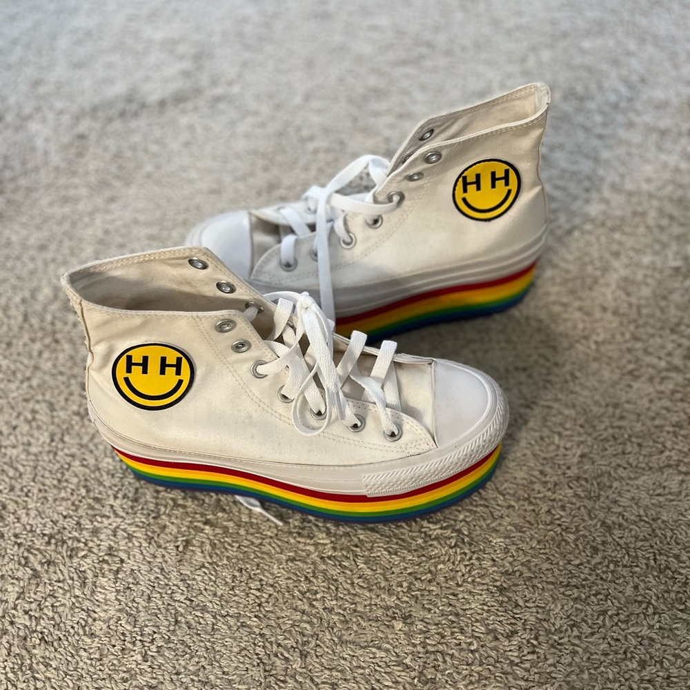 Converse Rainbow Platform Miley Cyrus Happy Hippie Size 7